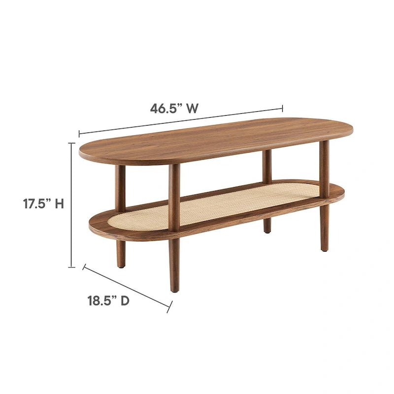 Table basse moderne en noyer avec étagère