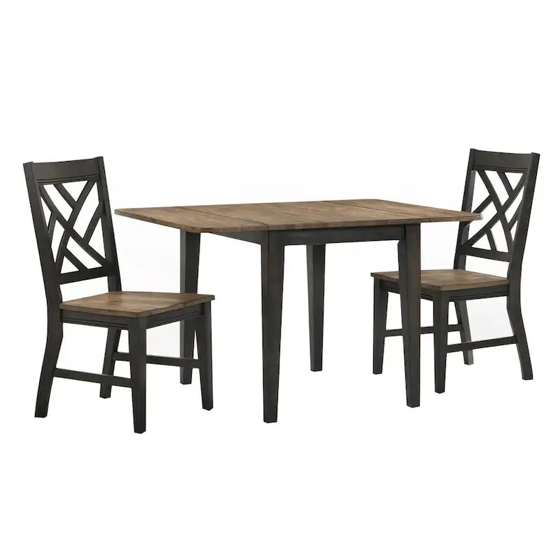 Dining Chair with Lattice Back and 4 Legs, Brushed Brown & Pecan, Set of 2