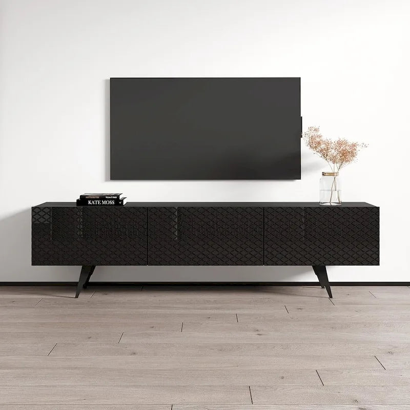 Net 03 Modern 71-Inch TV Stand with Open Shelving and Cable Management