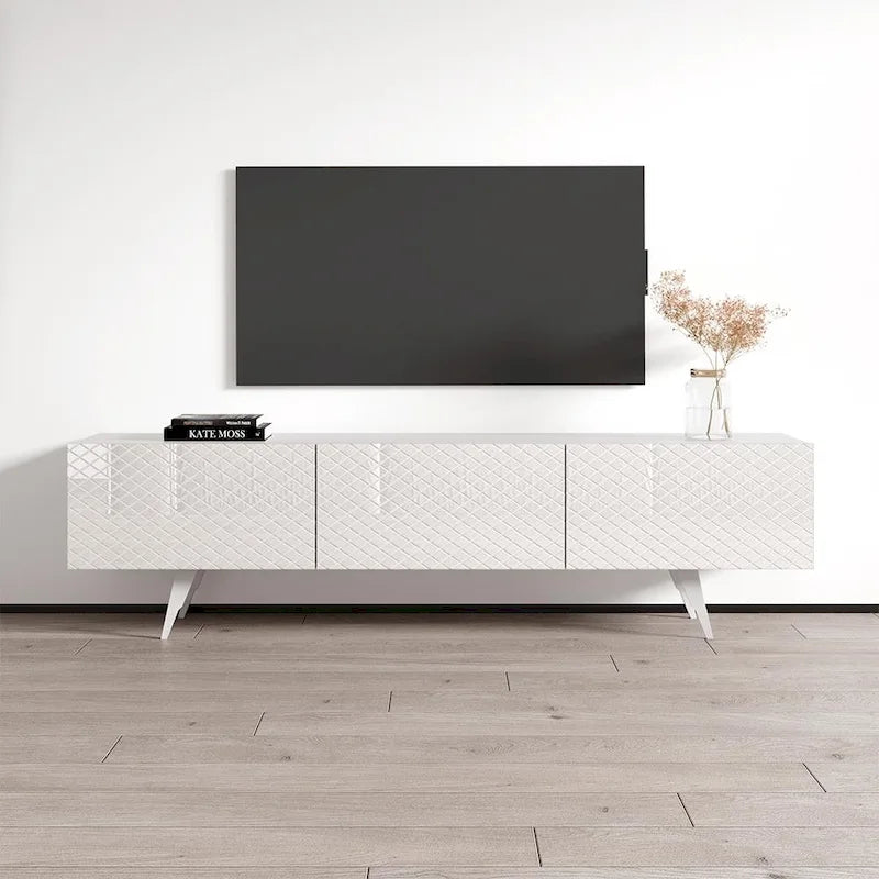 Net 03 Modern 71-Inch TV Stand with Open Shelving and Cable Management