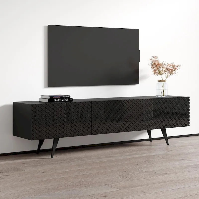 Net 03 Modern 71-Inch TV Stand with Open Shelving and Cable Management