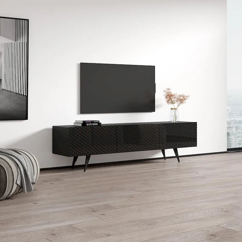 Net 03 Modern 71-Inch TV Stand with Open Shelving and Cable Management