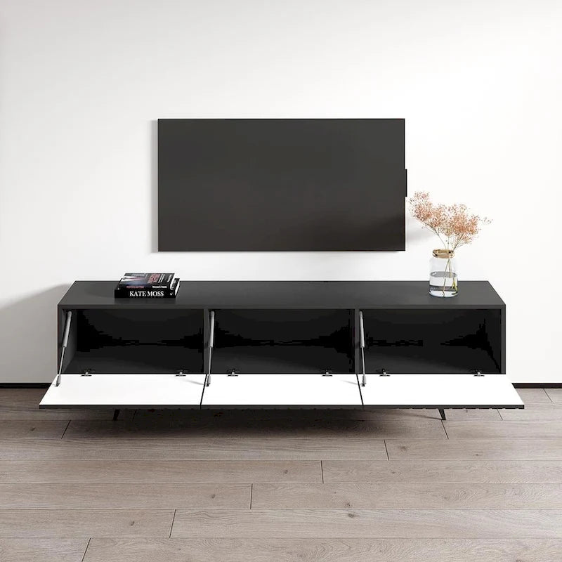 Net 03 Modern 71-Inch TV Stand with Open Shelving and Cable Management