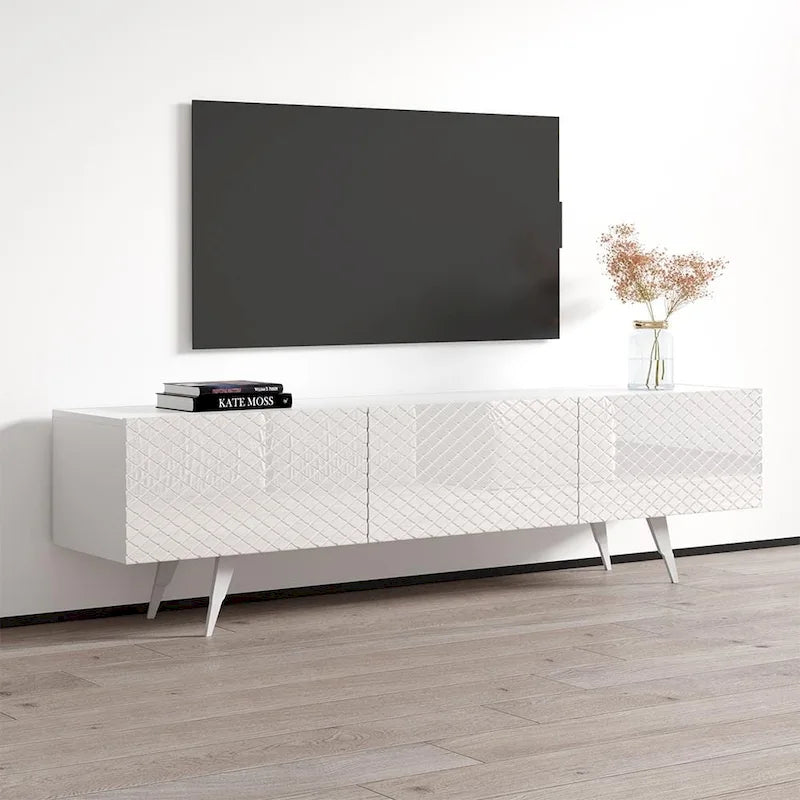 Net 03 Modern 71-Inch TV Stand with Open Shelving and Cable Management