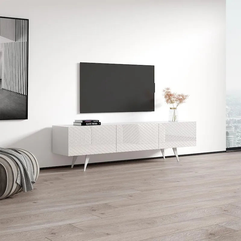 Net 03 Modern 71-Inch TV Stand with Open Shelving and Cable Management