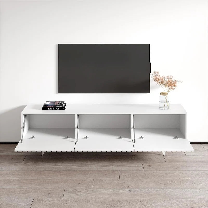 Net 03 Modern 71-Inch TV Stand with Open Shelving and Cable Management