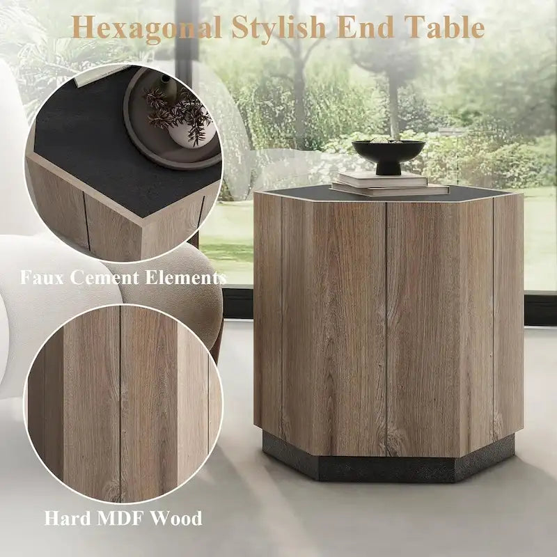 Hexagonal Coffee Table, Scratch Resistant Center Table with Drawers