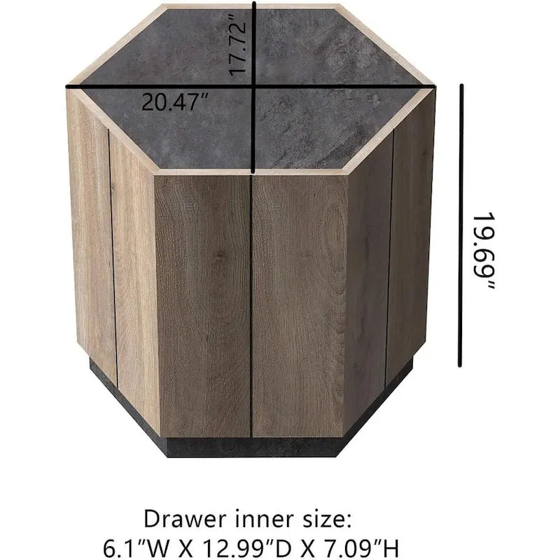 Hexagonal Coffee Table, Scratch Resistant Center Table with Drawers