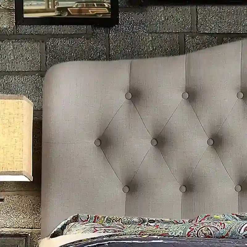 Curved Upholstered Button-tufted Platform Bed Frame