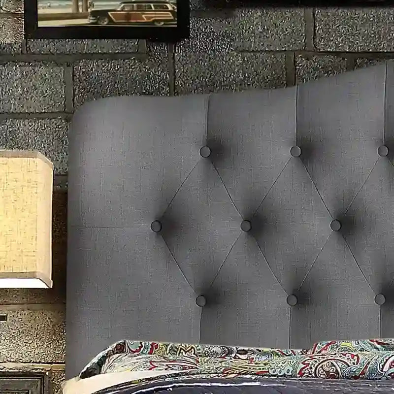 Curved Upholstered Button-tufted Platform Bed Frame