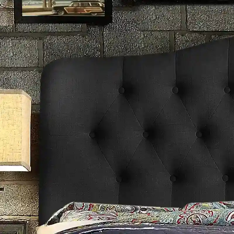 Curved Upholstered Button-tufted Platform Bed Frame