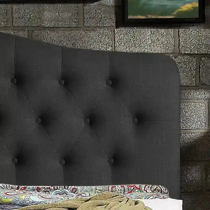 Curved Upholstered Button-tufted Platform Bed Frame