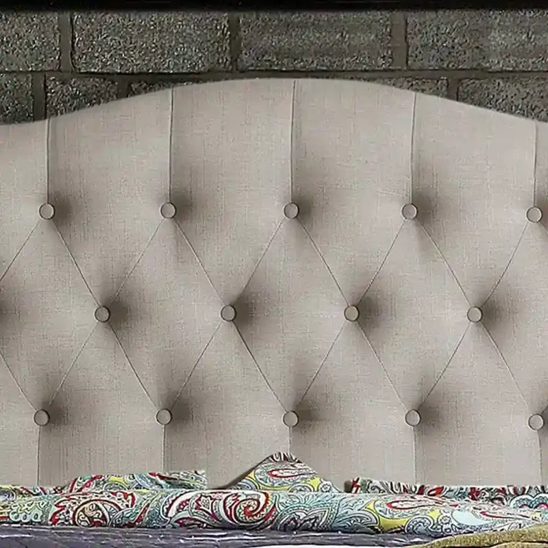 Curved Upholstered Button-tufted Platform Bed Frame