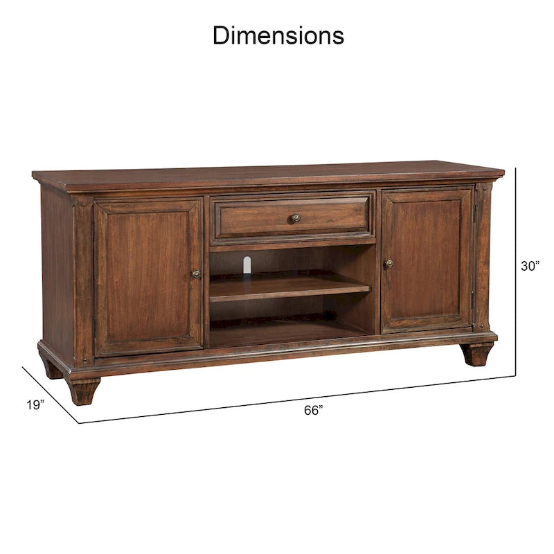 Meuble TV rustique en merisier de 66 pouces - largeur de 66 pouces