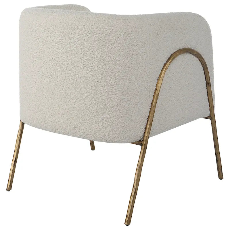 Fauteuil d'appoint en peau lainée blanc cassé - 27W x 28.5H x 27D