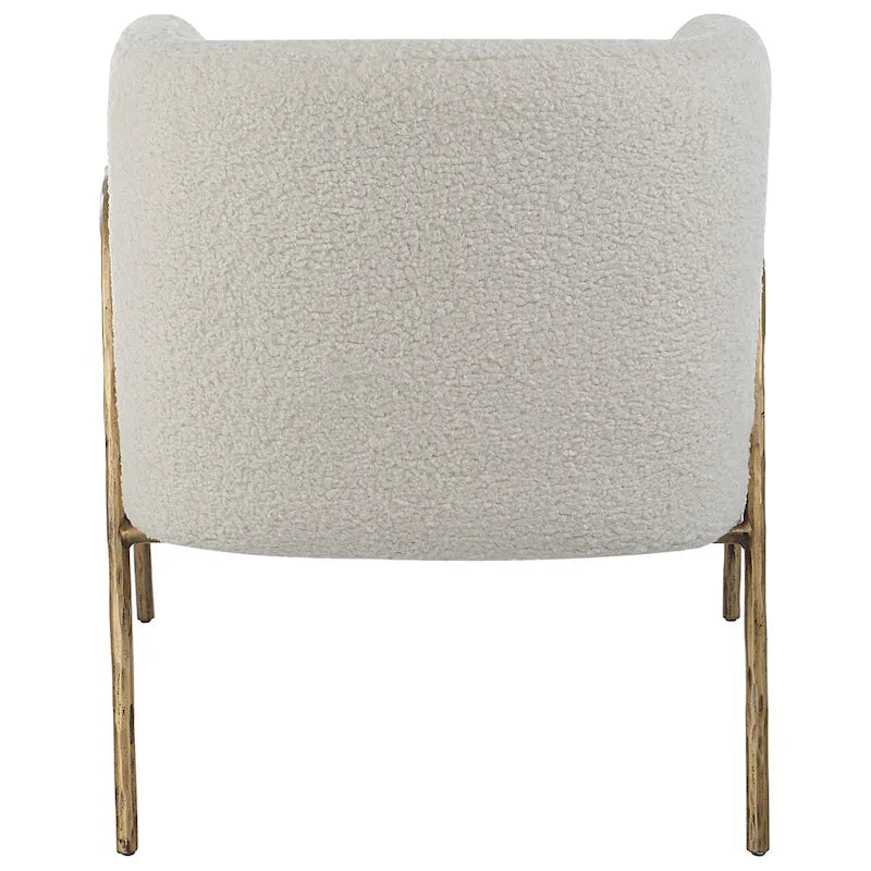 Fauteuil d'appoint en peau lainée blanc cassé - 27W x 28.5H x 27D