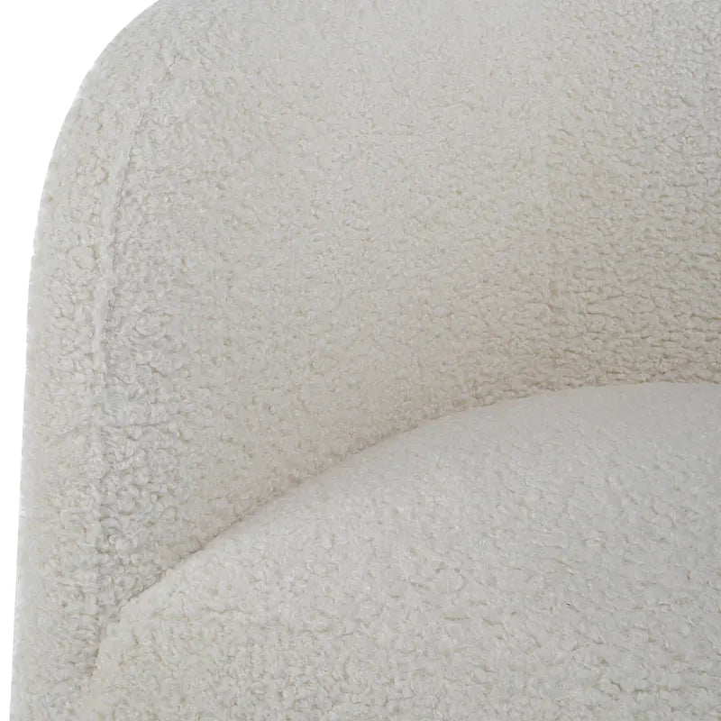 Fauteuil d'appoint en peau lainée blanc cassé - 27W x 28.5H x 27D