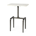 Table d’appoint rectangulaire avec plateau en marbre blanc et base en métal doré - 17.3L x 11.3W x 22.8H