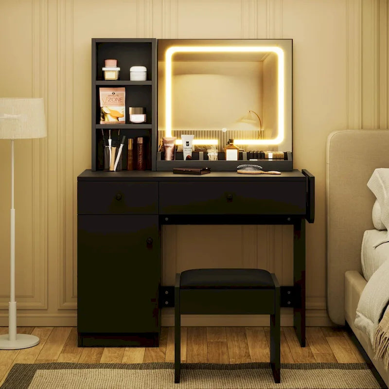 Makeup Vanity with Mirror and LED Light