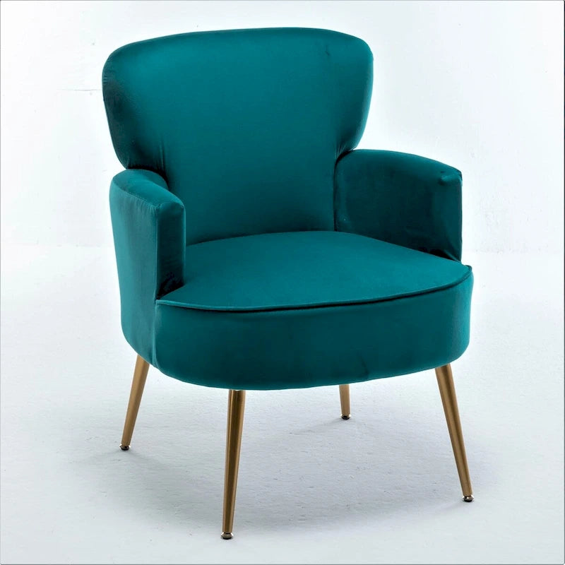 Stylish Velvet Armchair with Gold Metal Legs Comfortable Accent Chair
