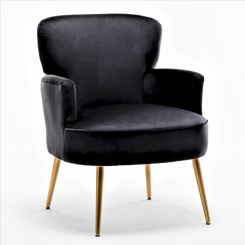Stylish Velvet Armchair with Gold Metal Legs Comfortable Accent Chair