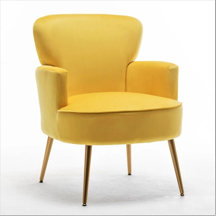 Stylish Velvet Armchair with Gold Metal Legs Comfortable Accent Chair