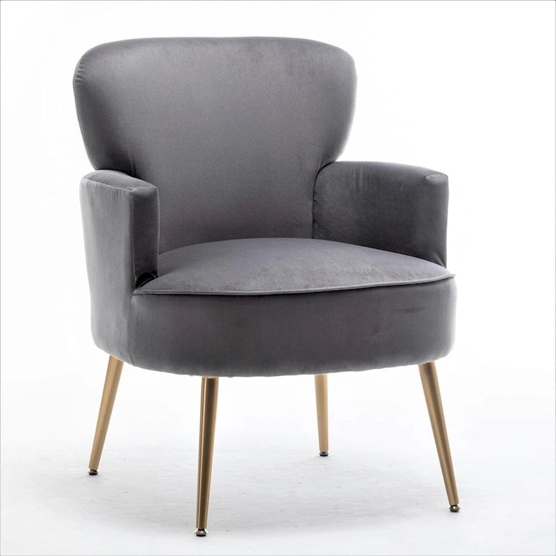 Stylish Velvet Armchair with Gold Metal Legs Comfortable Accent Chair