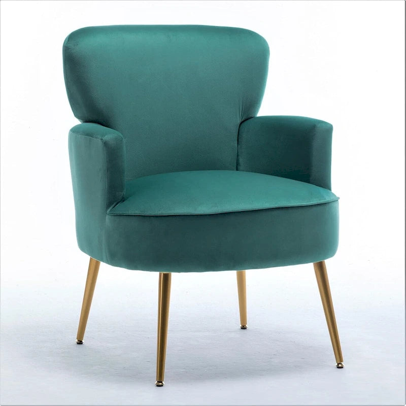 Stylish Velvet Armchair with Gold Metal Legs Comfortable Accent Chair