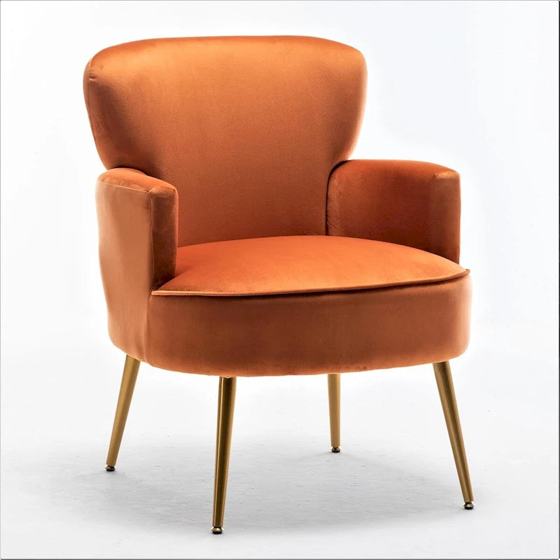 Stylish Velvet Armchair with Gold Metal Legs Comfortable Accent Chair