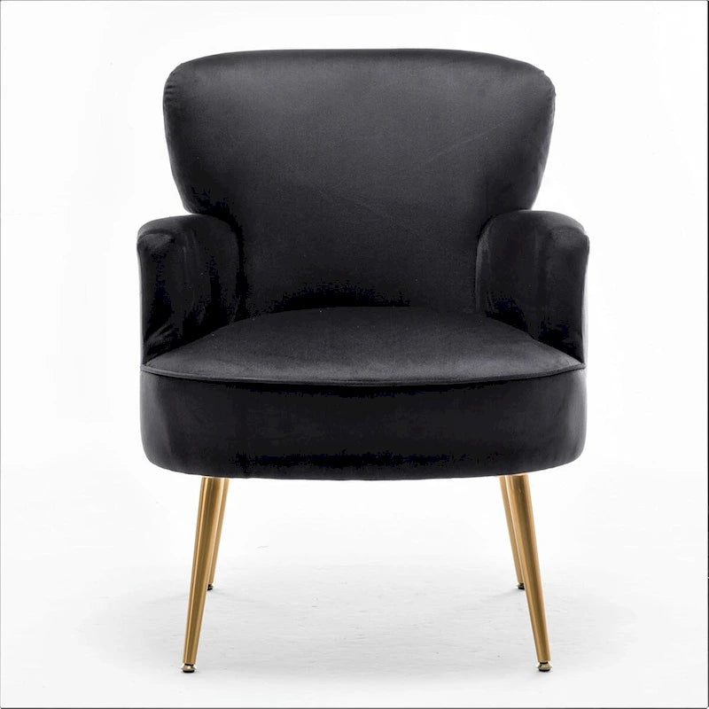 Stylish Velvet Armchair with Gold Metal Legs Comfortable Accent Chair