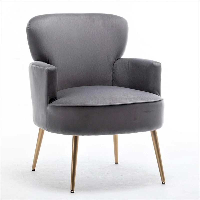 Stylish Velvet Armchair with Gold Metal Legs Comfortable Accent Chair