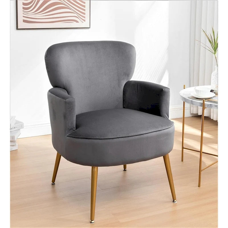 Stylish Velvet Armchair with Gold Metal Legs Comfortable Accent Chair