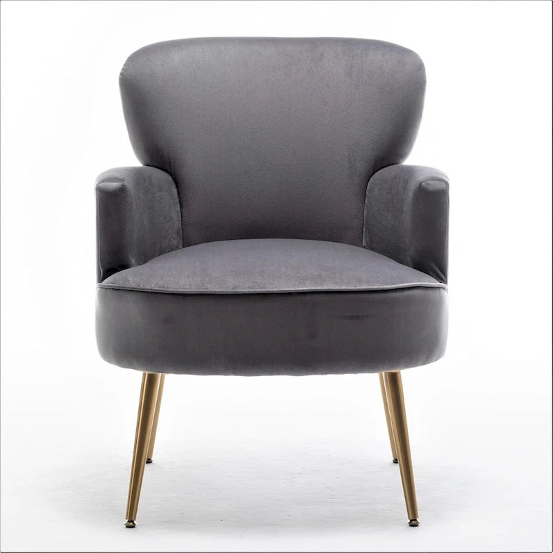 Stylish Velvet Armchair with Gold Metal Legs Comfortable Accent Chair