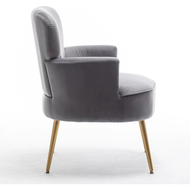 Stylish Velvet Armchair with Gold Metal Legs Comfortable Accent Chair