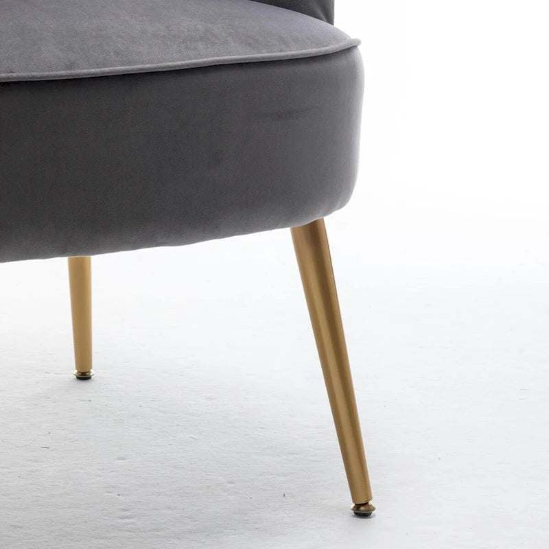 Stylish Velvet Armchair with Gold Metal Legs Comfortable Accent Chair