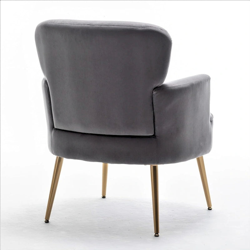 Stylish Velvet Armchair with Gold Metal Legs Comfortable Accent Chair