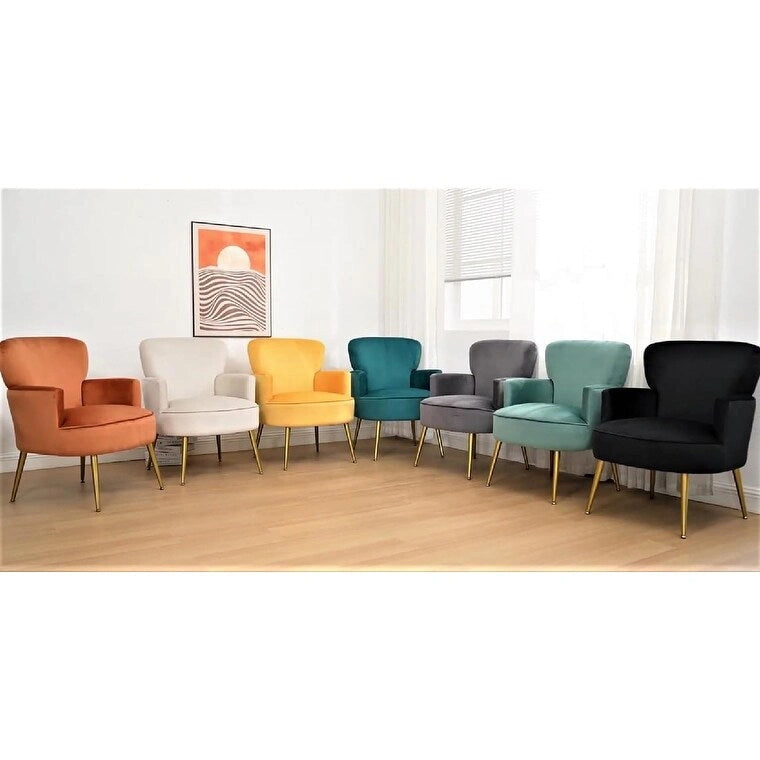 Stylish Velvet Armchair with Gold Metal Legs Comfortable Accent Chair