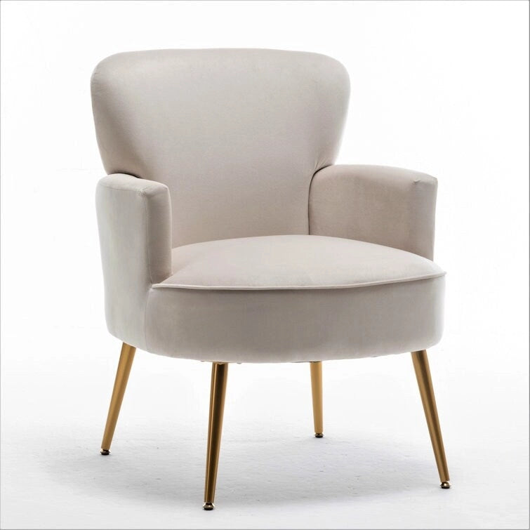 Stylish Velvet Armchair with Gold Metal Legs Comfortable Accent Chair
