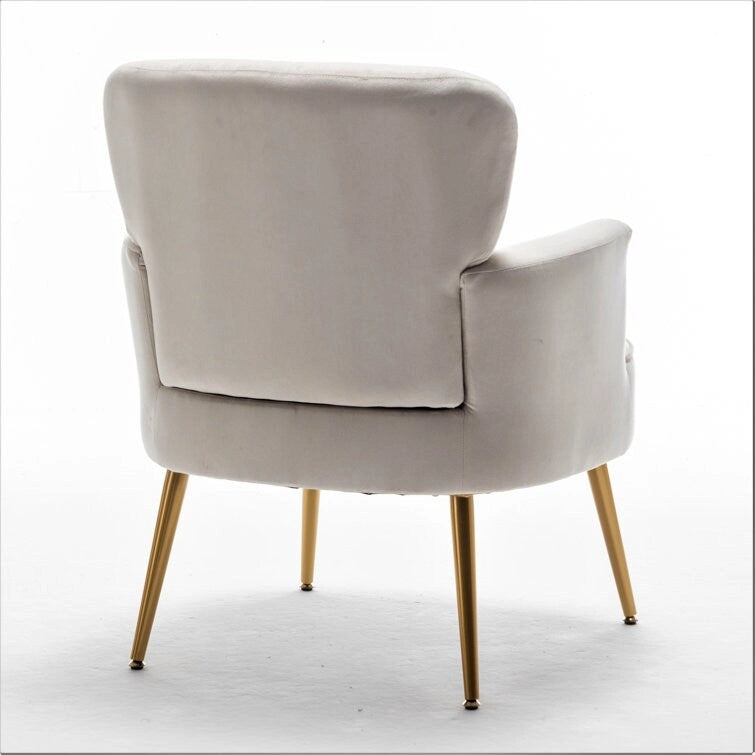 Stylish Velvet Armchair with Gold Metal Legs Comfortable Accent Chair