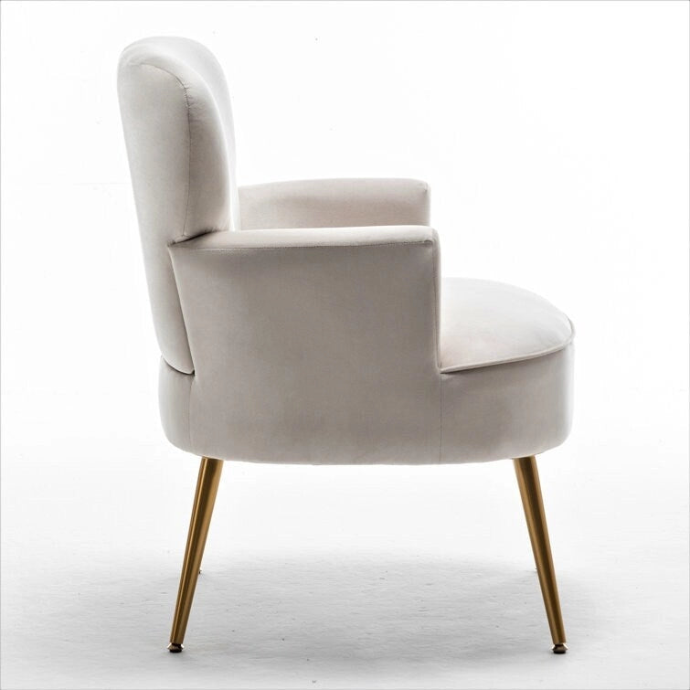 Stylish Velvet Armchair with Gold Metal Legs Comfortable Accent Chair