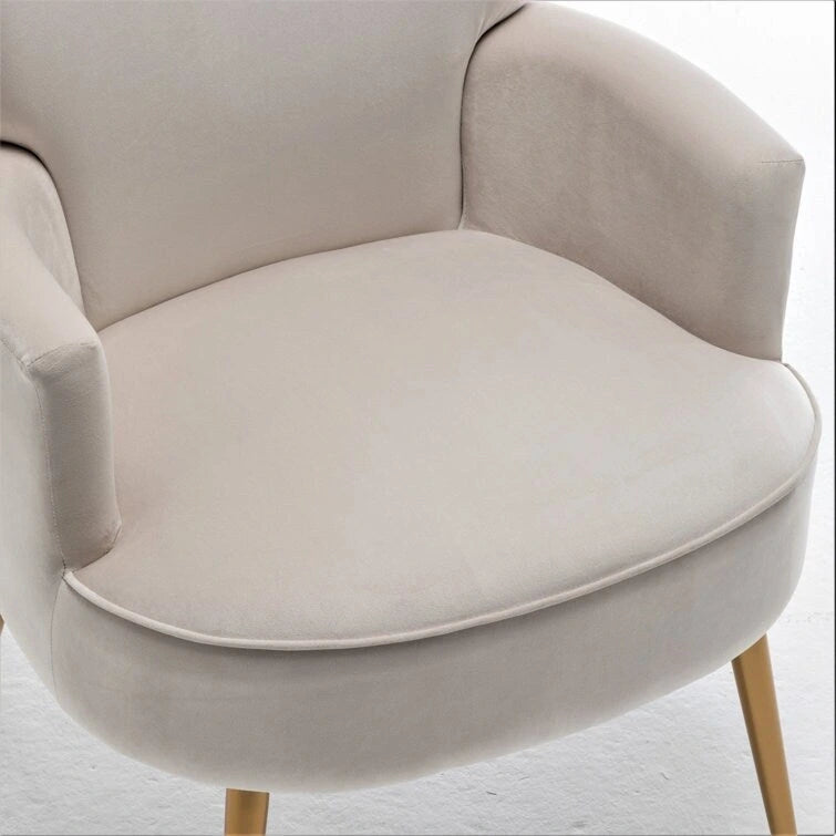 Stylish Velvet Armchair with Gold Metal Legs Comfortable Accent Chair