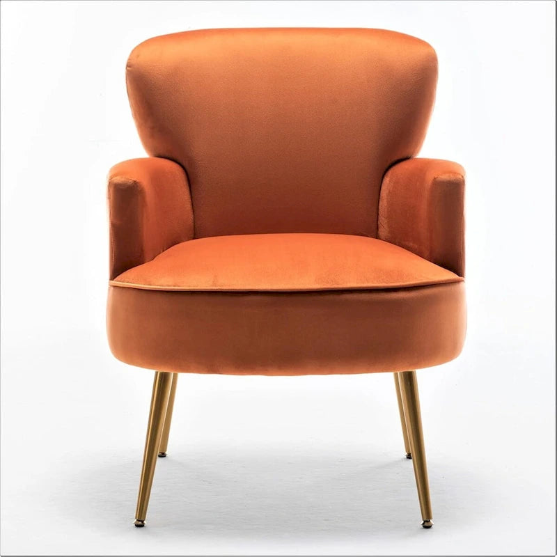 Stylish Velvet Armchair with Gold Metal Legs Comfortable Accent Chair