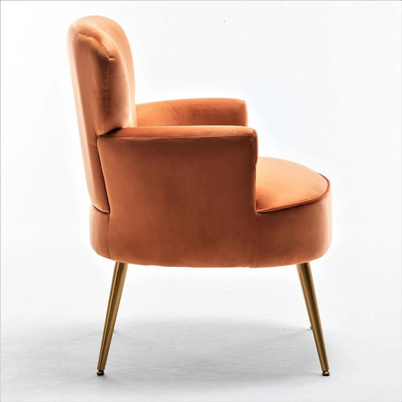 Stylish Velvet Armchair with Gold Metal Legs Comfortable Accent Chair