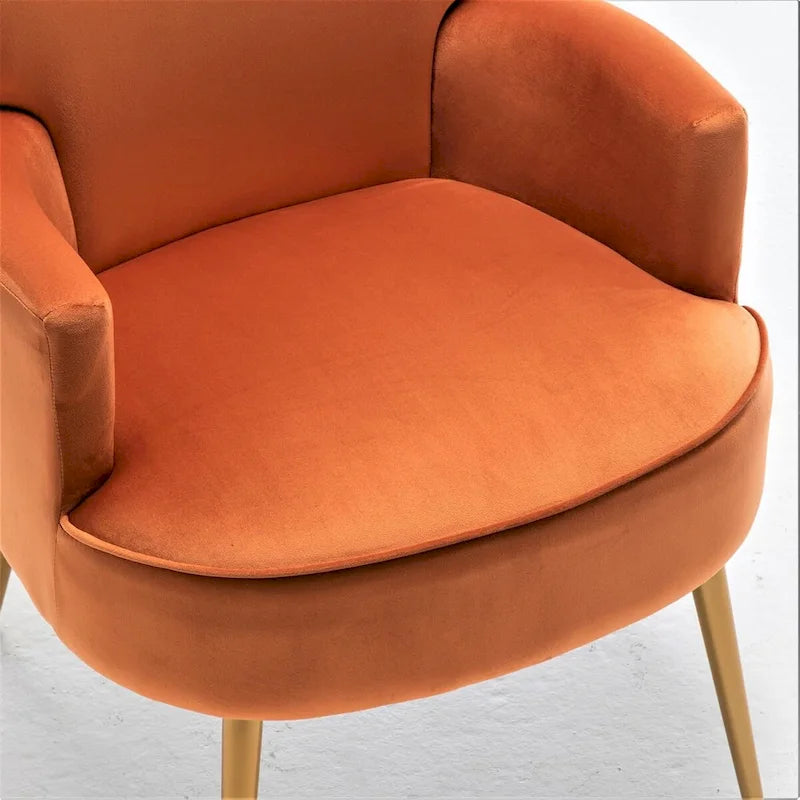 Stylish Velvet Armchair with Gold Metal Legs Comfortable Accent Chair