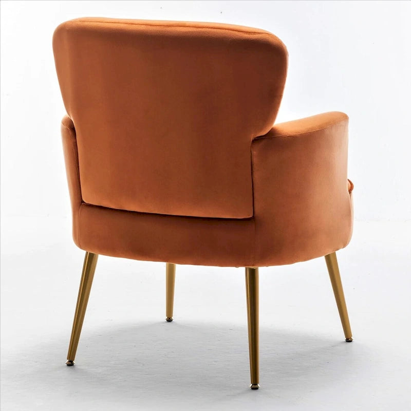 Stylish Velvet Armchair with Gold Metal Legs Comfortable Accent Chair