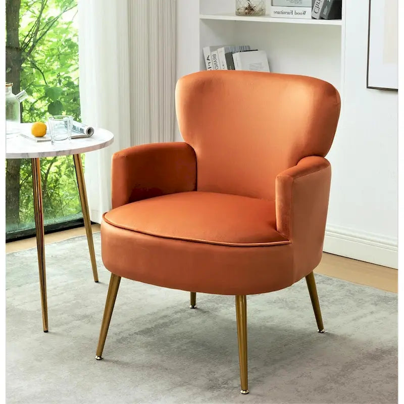 Stylish Velvet Armchair with Gold Metal Legs Comfortable Accent Chair