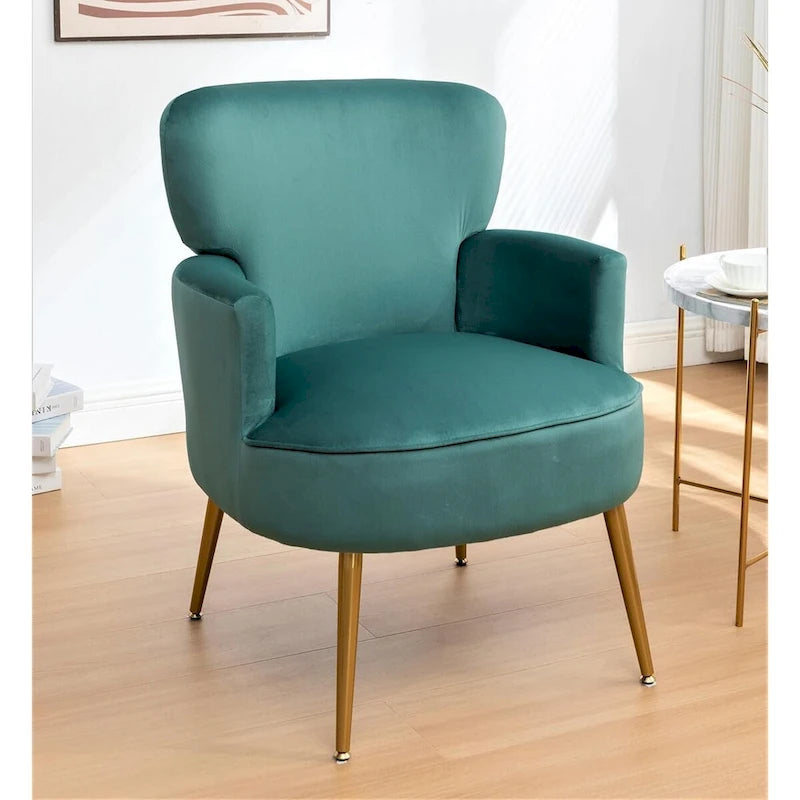 Stylish Velvet Armchair with Gold Metal Legs Comfortable Accent Chair