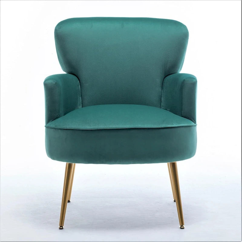 Stylish Velvet Armchair with Gold Metal Legs Comfortable Accent Chair
