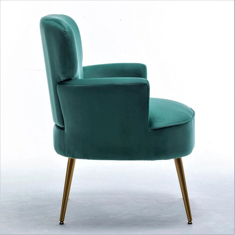 Stylish Velvet Armchair with Gold Metal Legs Comfortable Accent Chair