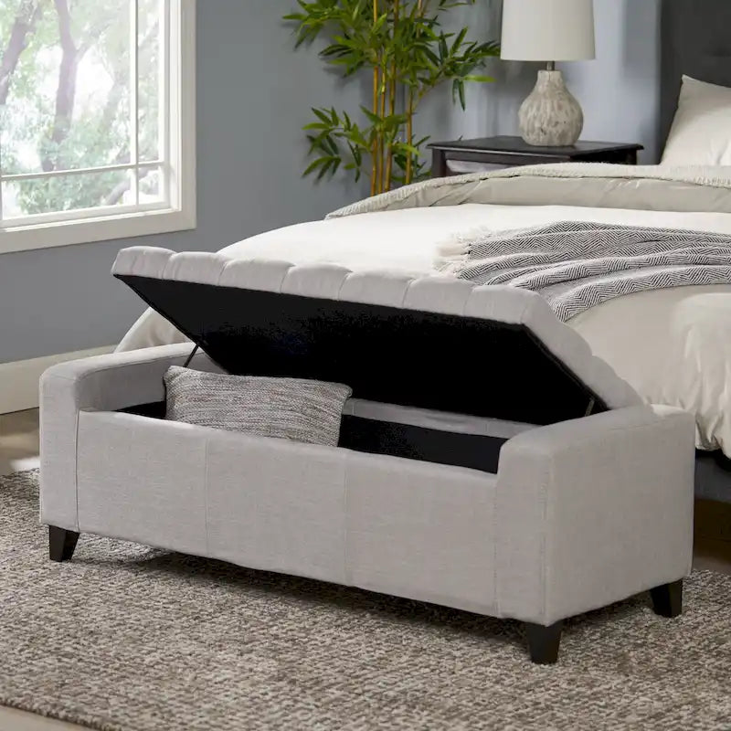 Tufted Upholstered Storage Bench with Lift-Top Lid for Bedroom or Entryway